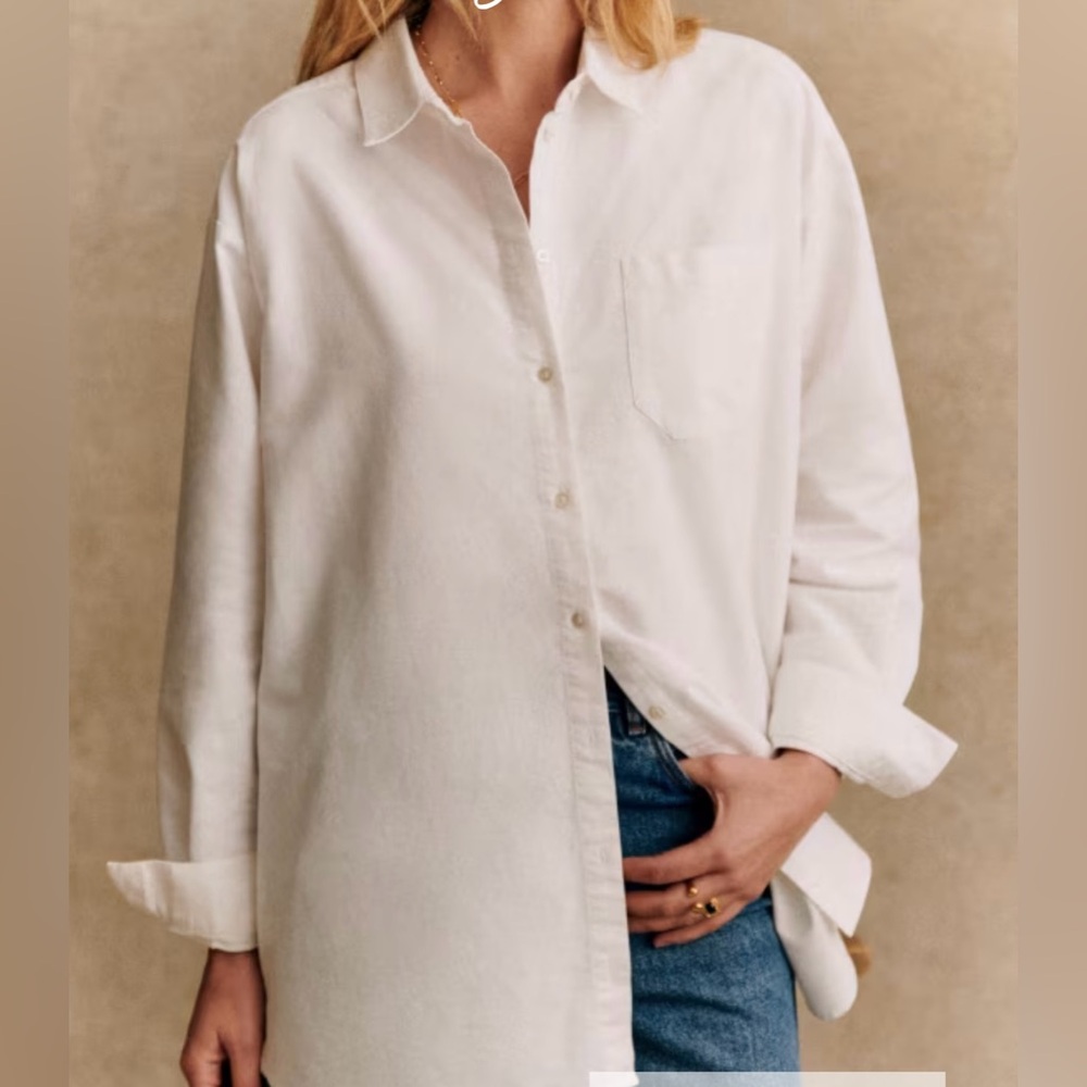 Sézane White Button-Up Shirt